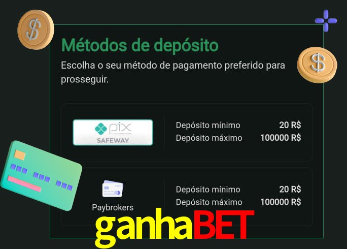 O cassino ganhabet oferece uma grande variedade de métodos de pagamento
